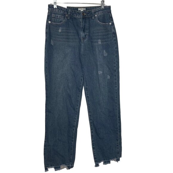 BP Jeans Straight Leg Womens Size 28 Stretch Dark Wash Raw Hem New - Picture 1 of 13